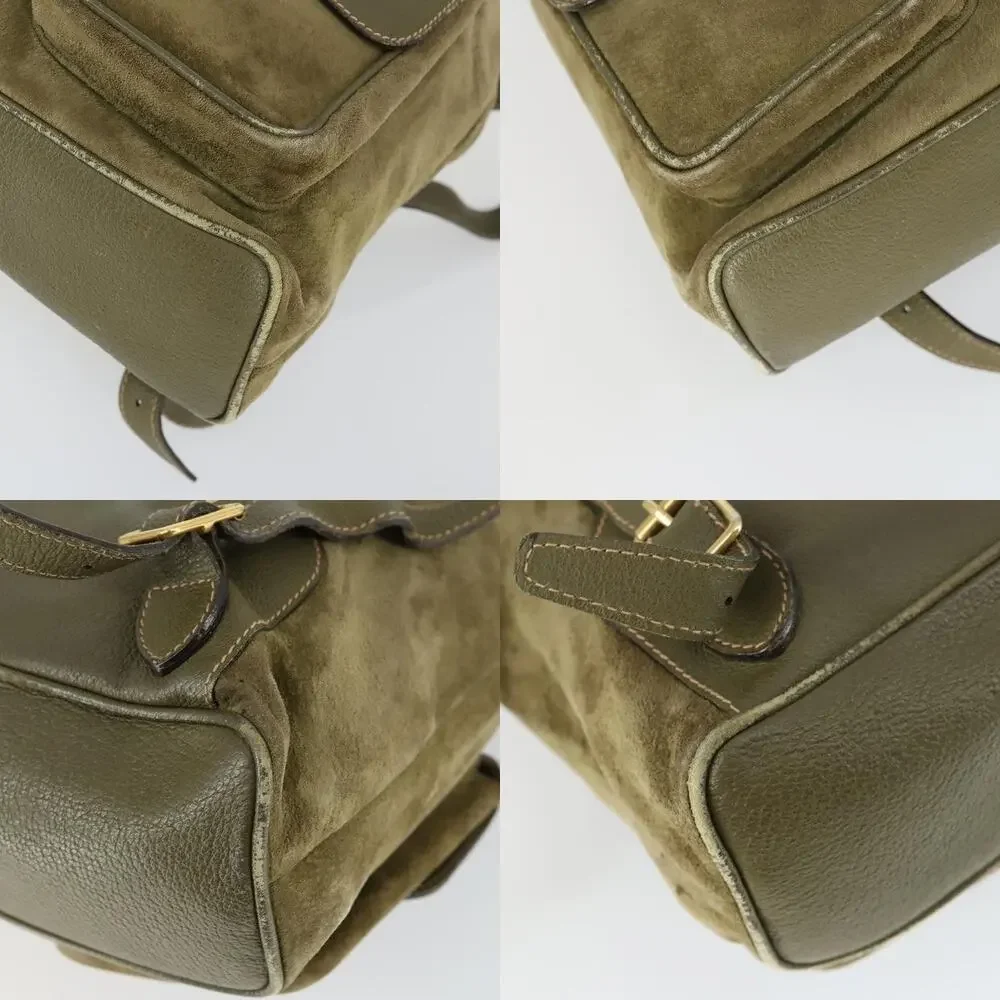 Gucci Bamboo Suede Backpack Khaki Gold 003 58 Green